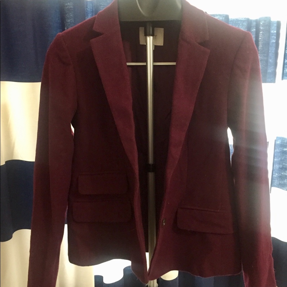 LOFT Burgundy Blazer with Elbow Patches